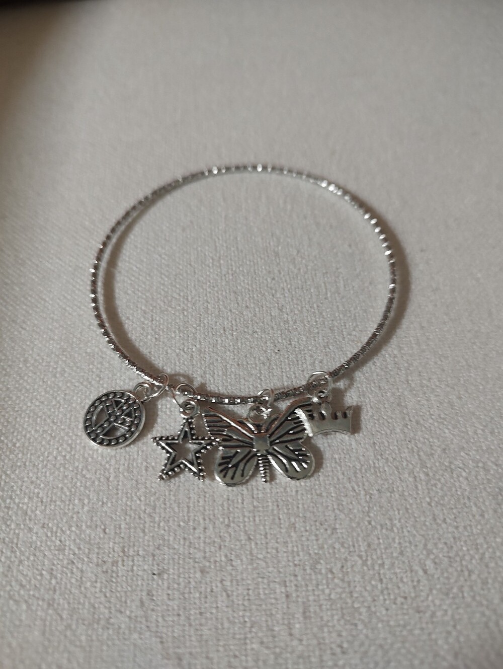 New Silver Tone Charms Bangle Bracelet